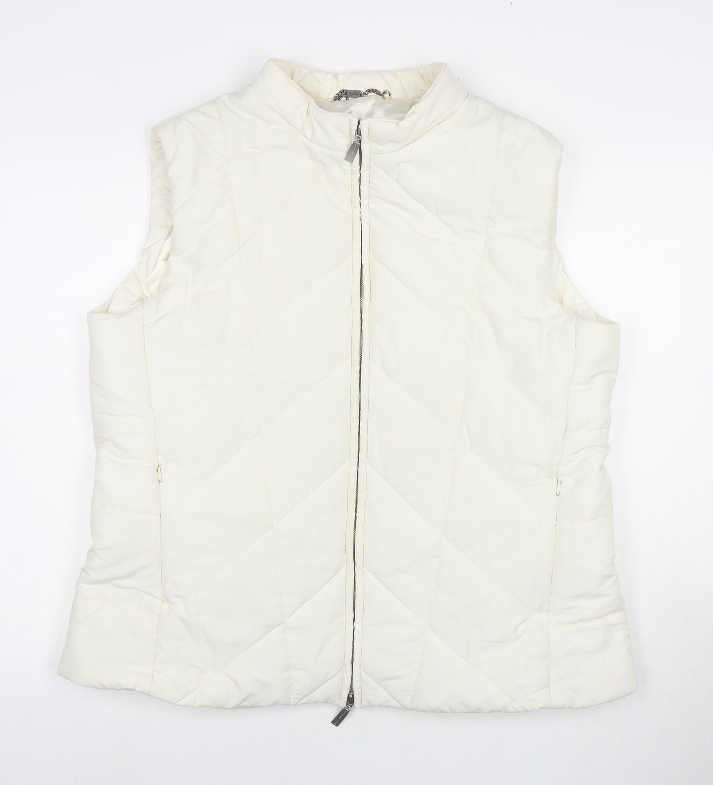Viyella Womens White Gilet Waistcoat Size 18 Zip
