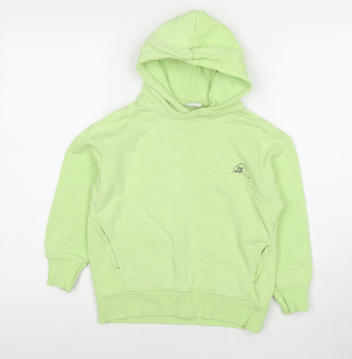 Zara Girls Green Cotton Pullover Sweatshirt Size 7 Years Pullover - New Waves