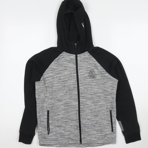 NEXT Boys Grey Colourblock Cotton Full Zip Hoodie Size 11 Years Zip