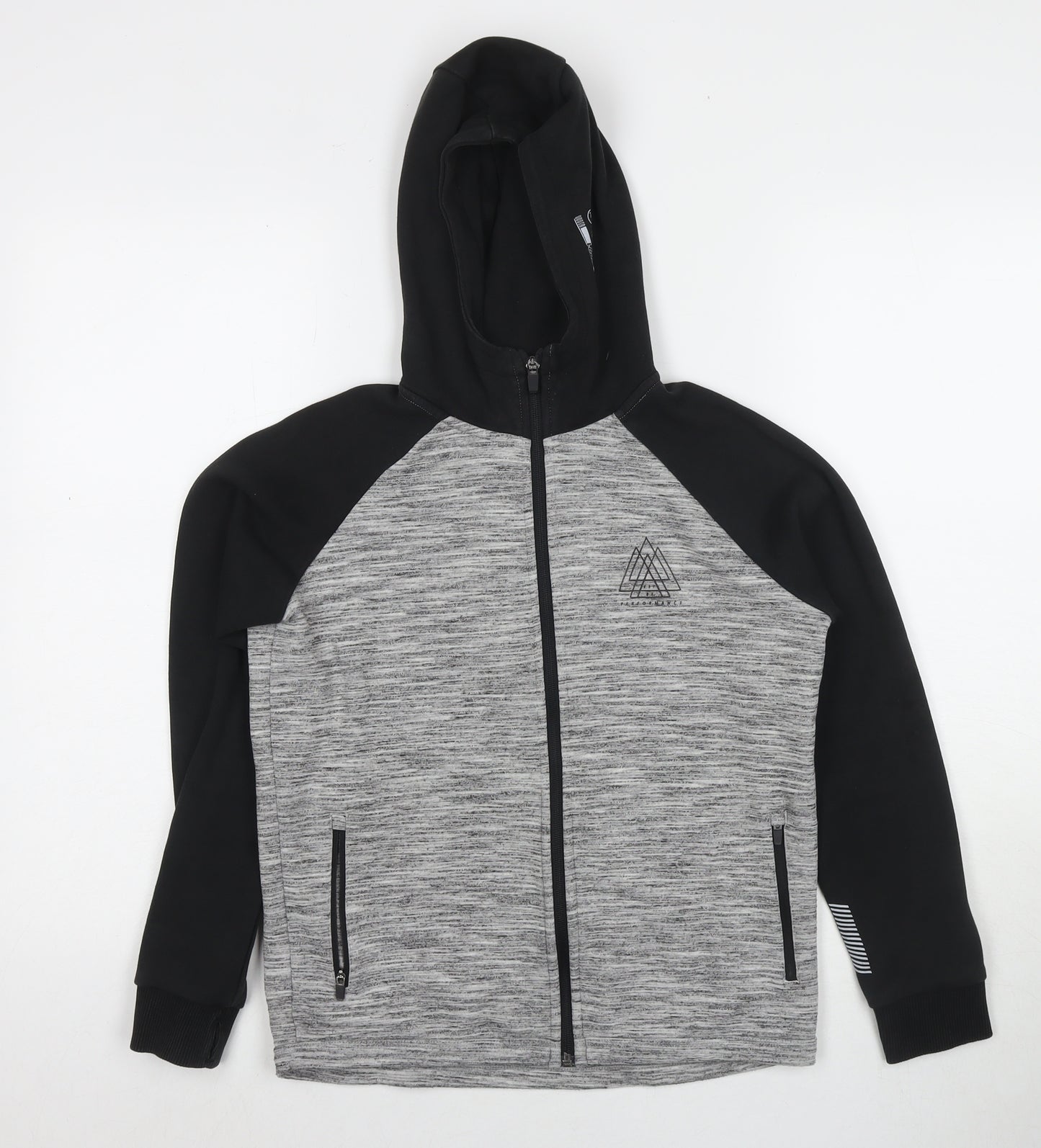 NEXT Boys Grey Colourblock Cotton Full Zip Hoodie Size 11 Years Zip