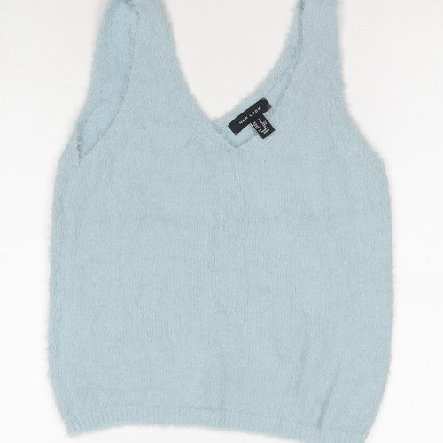 New Look Womens Blue Polyamide Basic Tank Size S Round Neck