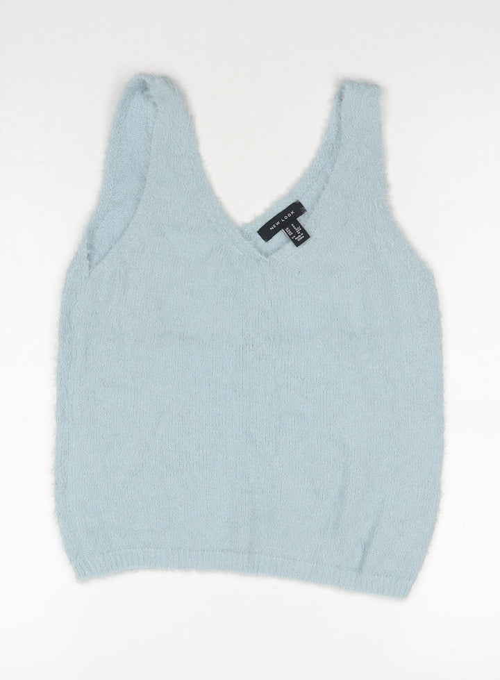 New Look Womens Blue Polyamide Basic Tank Size S Round Neck