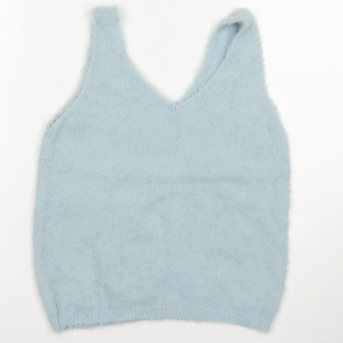New Look Womens Blue Polyamide Basic Tank Size S Round Neck