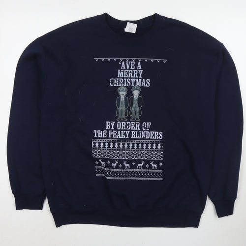 Peaky Blinders Mens Blue Cotton Pullover Sweatshirt Size L - Christmas Jumper