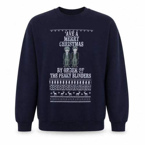 Peaky Blinders Mens Blue Cotton Pullover Sweatshirt Size L - Christmas Jumper