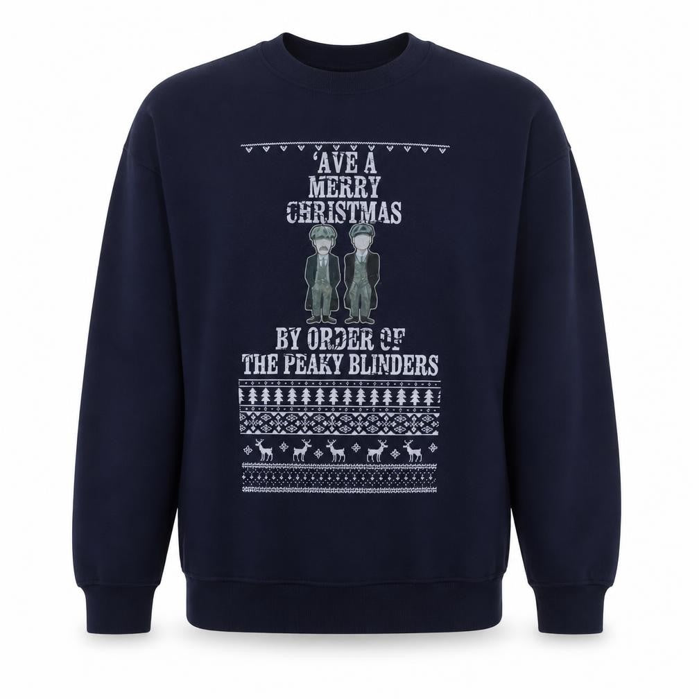 Peaky Blinders Mens Blue Cotton Pullover Sweatshirt Size L - Christmas Jumper