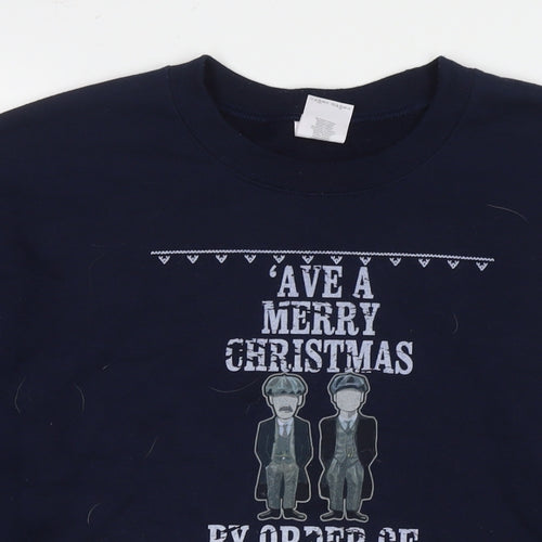 Peaky Blinders Mens Blue Cotton Pullover Sweatshirt Size L - Christmas Jumper