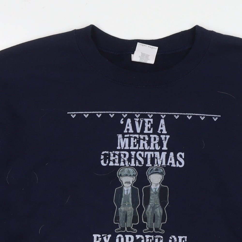 Peaky Blinders Mens Blue Cotton Pullover Sweatshirt Size L - Christmas Jumper