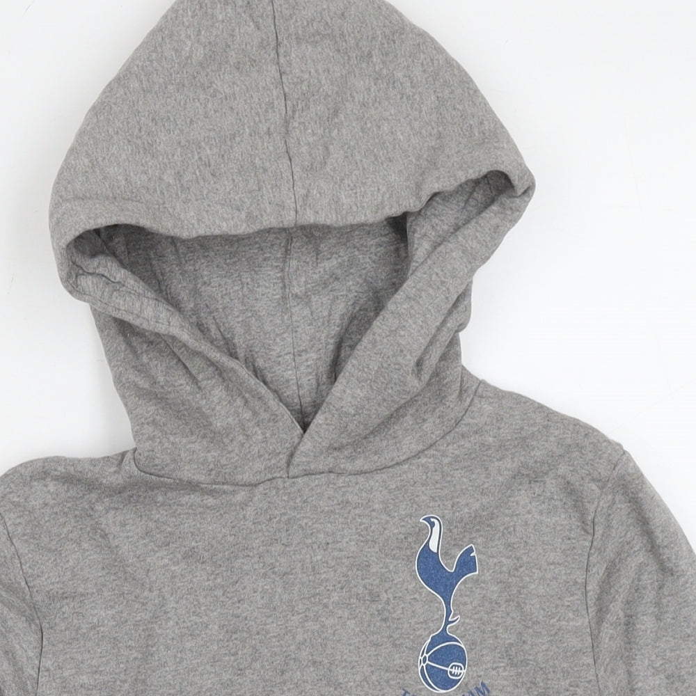 Tottenham Hotspur F.C. Boys Grey Cotton Pullover Hoodie Size 7-8 Years Pullover