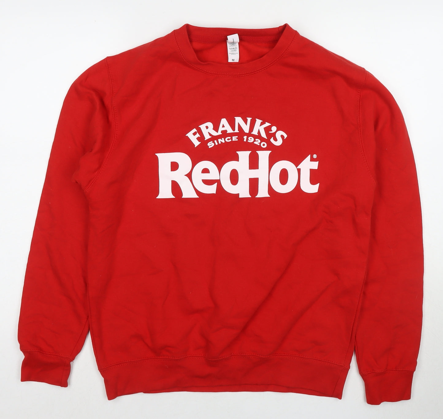 RedHot Mens Red Cotton Pullover Sweatshirt Size M - Frank's Redhot Since 1920