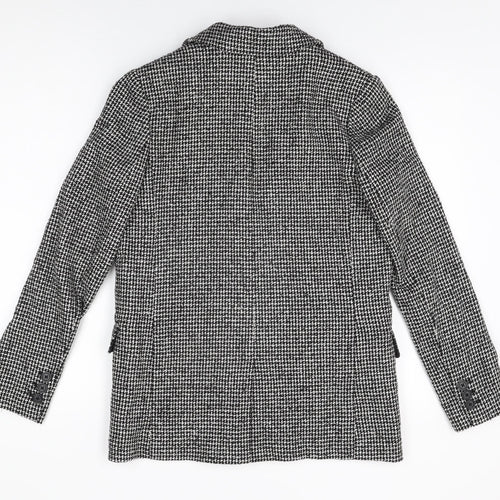 Marks and Spencer Womens Black Geometric Jacket Blazer Size 8 Button