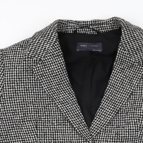 Marks and Spencer Womens Black Geometric Jacket Blazer Size 8 Button