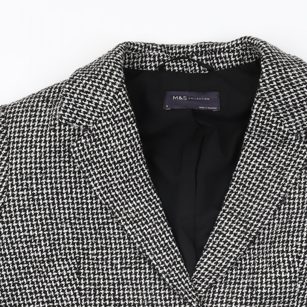 Marks and Spencer Womens Black Geometric Jacket Blazer Size 8 Button