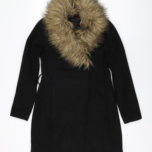 New Look Womens Black Overcoat Coat Size 8 Button