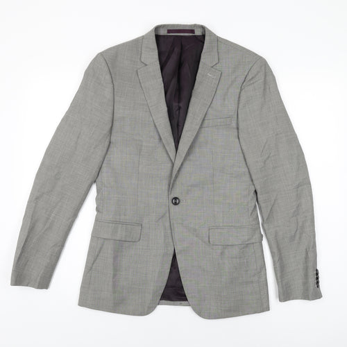 Topman Mens Grey Polyester Jacket Suit Jacket Size 36 Regular