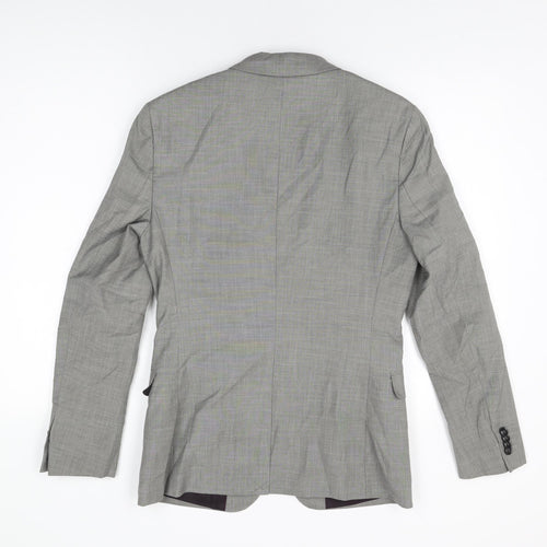 Topman Mens Grey Polyester Jacket Suit Jacket Size 36 Regular