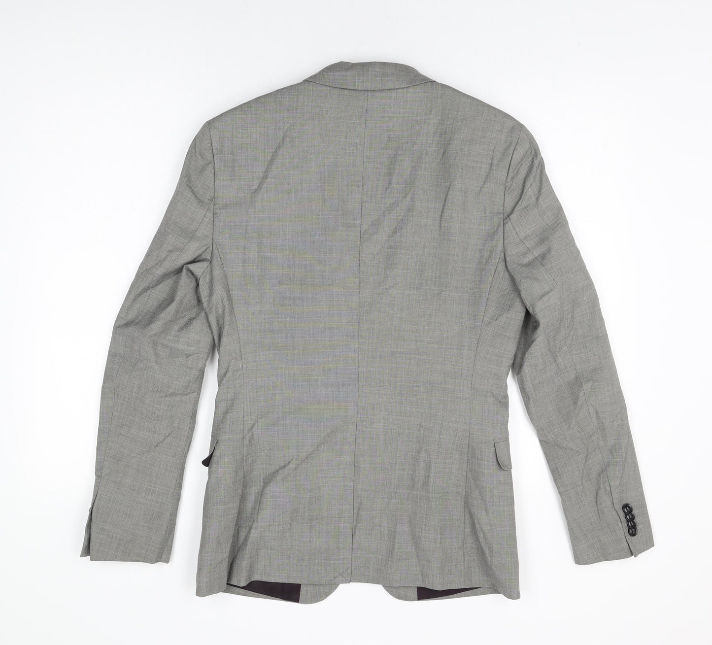 Topman Mens Grey Polyester Jacket Suit Jacket Size 36 Regular