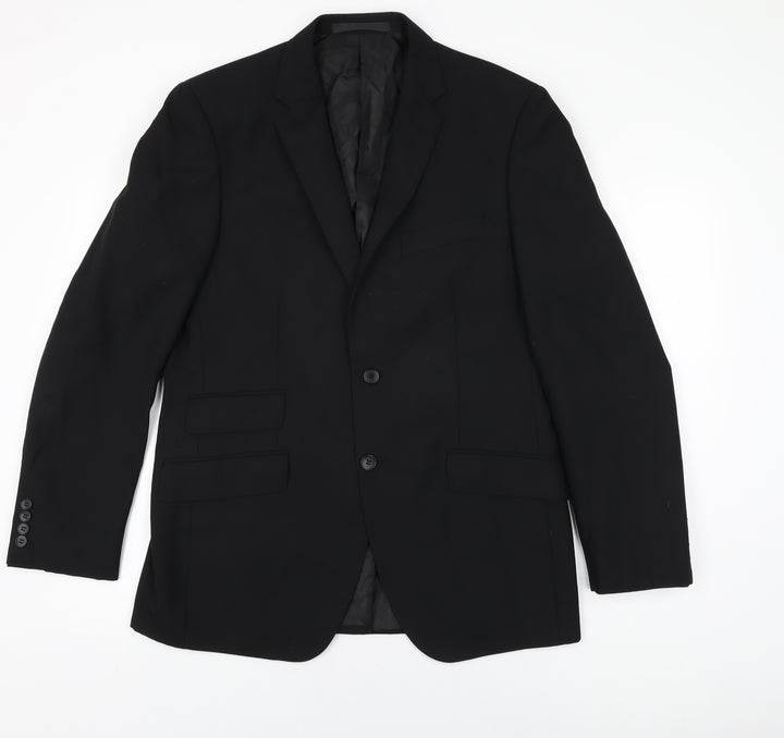 Marks and Spencer Mens Black Polyester Jacket Suit Jacket Size 40 Regular