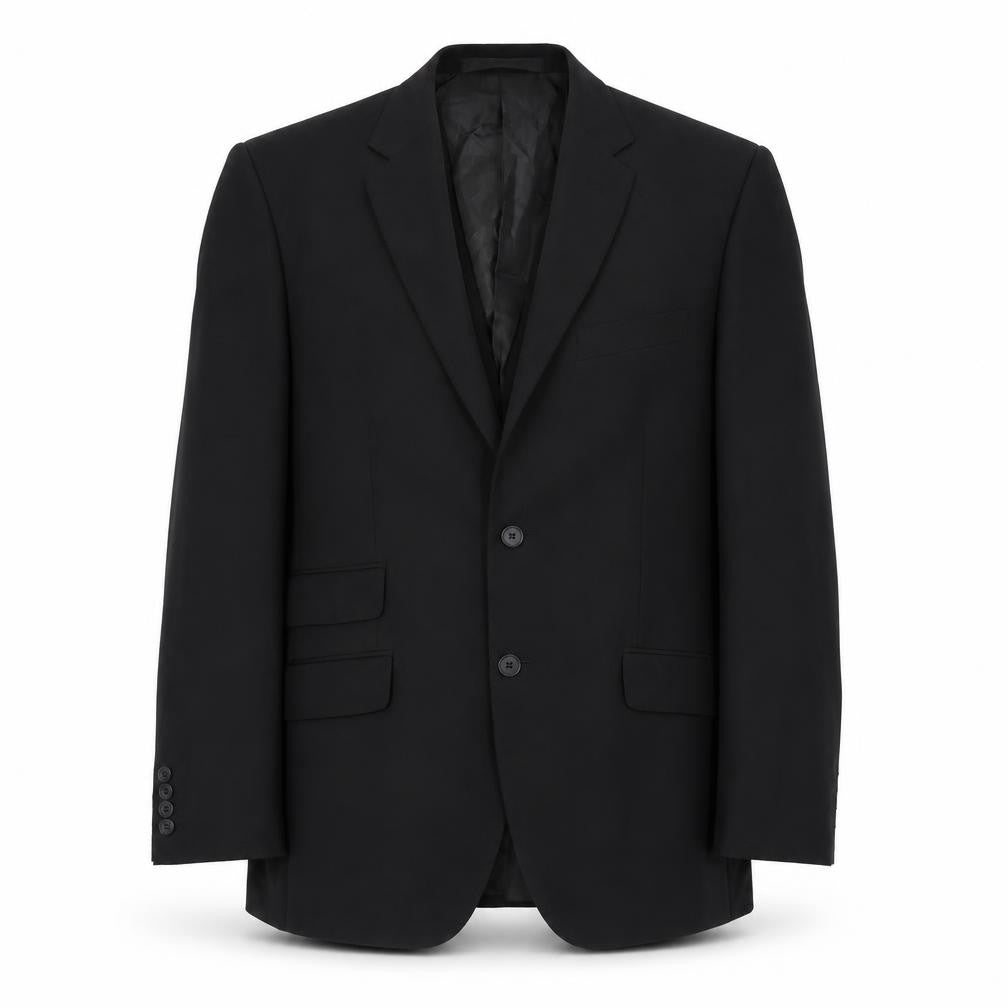 Front view of Marks & Spencer men’s black polyester jacket suit jacket, size 40, regular
