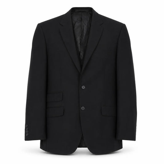 Front view of Marks & Spencer men’s black polyester jacket suit jacket, size 40, regular