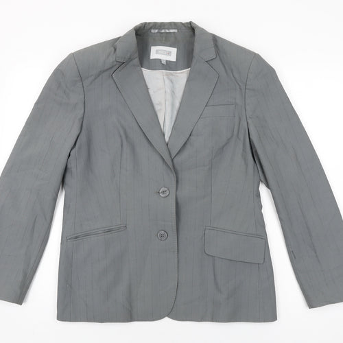 NEXT Womens Grey Striped Polyester Jacket Suit Jacket Size 14