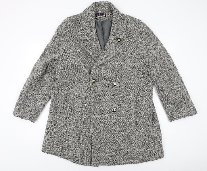 Kesta Womens Black Overcoat Coat Size 16 Button
