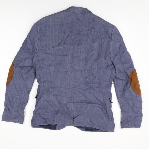H&M Mens Blue Polyester Jacket Blazer Size 38 Regular