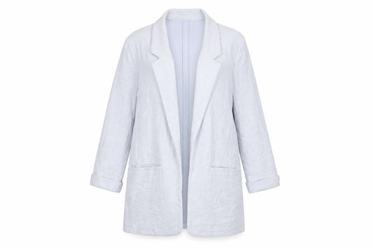 Front view of New Look women’s blue jacket blazer, size UK 8