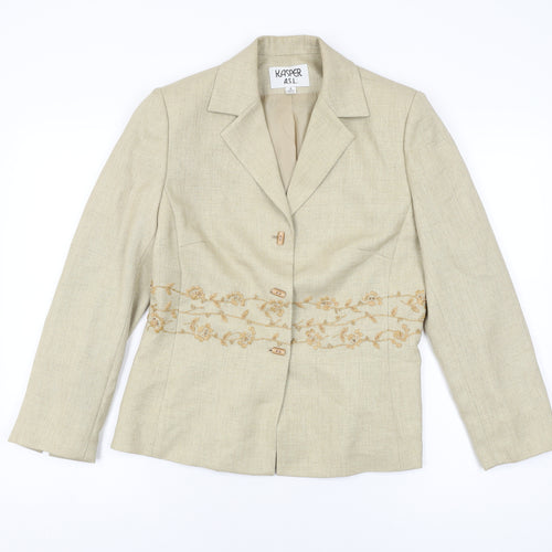 Kasper Womens Beige Geometric Jacket Size 8 Button