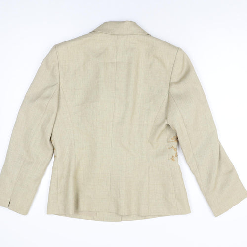 Kasper Womens Beige Geometric Jacket Size 8 Button