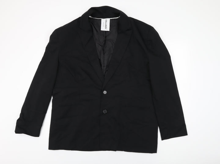 COLLUSION Womens Black Jacket Blazer Size 14 Button