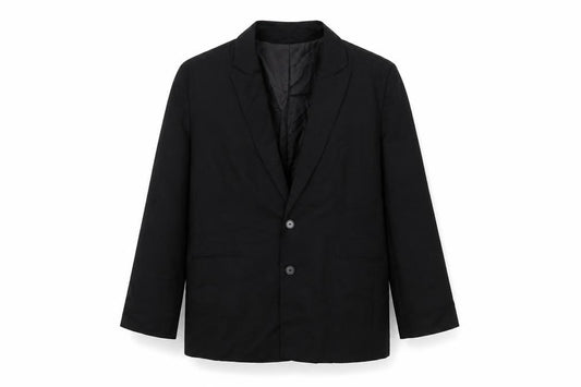 Front view of Collusion women’s black jacket blazer, size UK 14, button