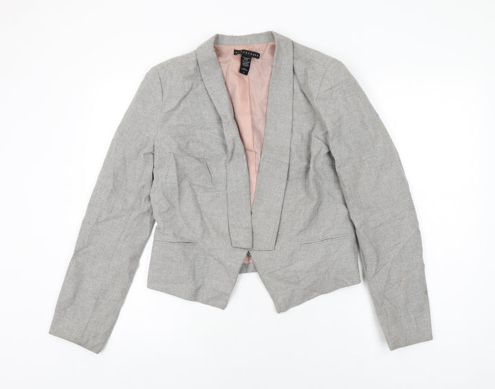 Apostrophe Womens Grey Jacket Size 8 Hook & Eye
