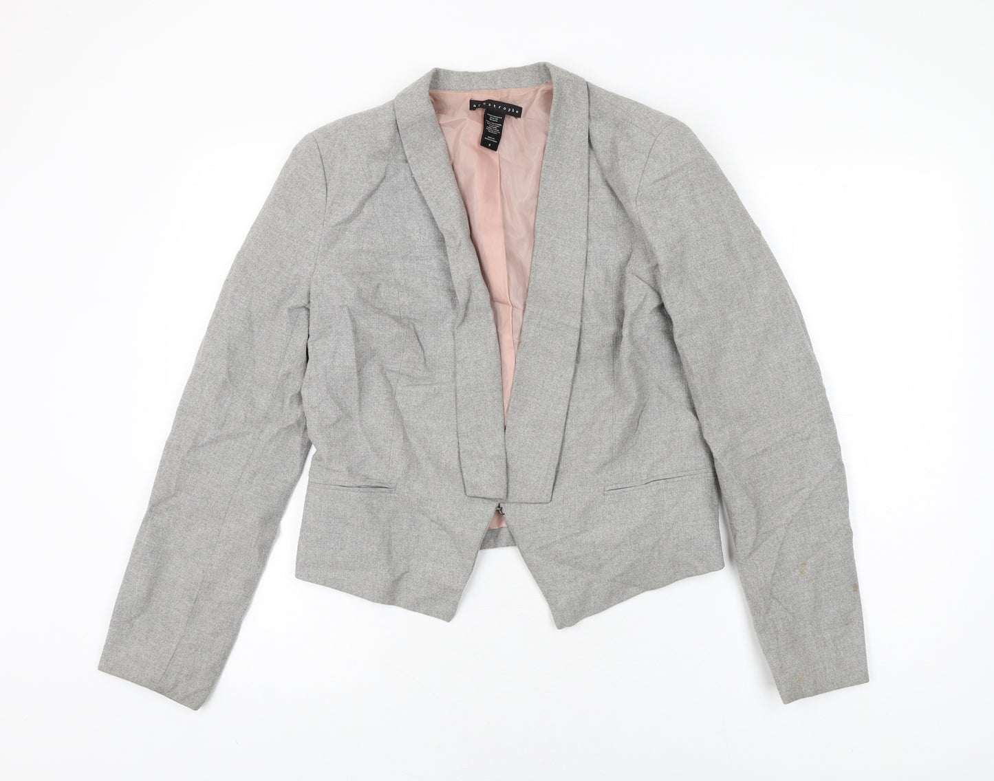 Apostrophe Womens Grey Jacket Size 8 Hook & Eye