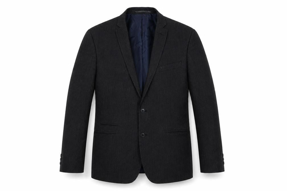 Front view of Debenhams men’s black polyester jacket suit jacket, size 42, regular
