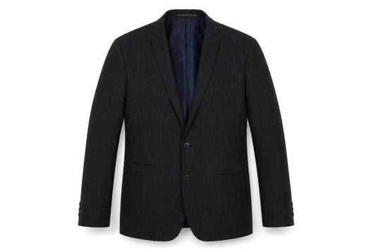 Front view of Debenhams men’s black polyester jacket suit jacket, size 42, regular