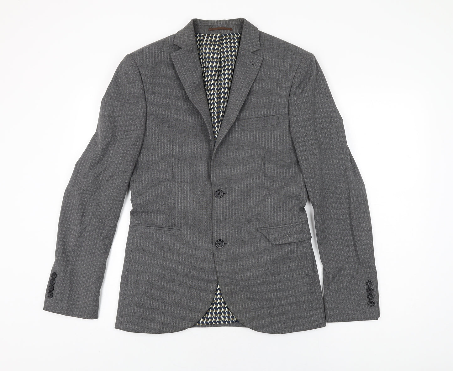 NEXT Mens Grey Polyester Jacket Suit Jacket Size 36 Regular