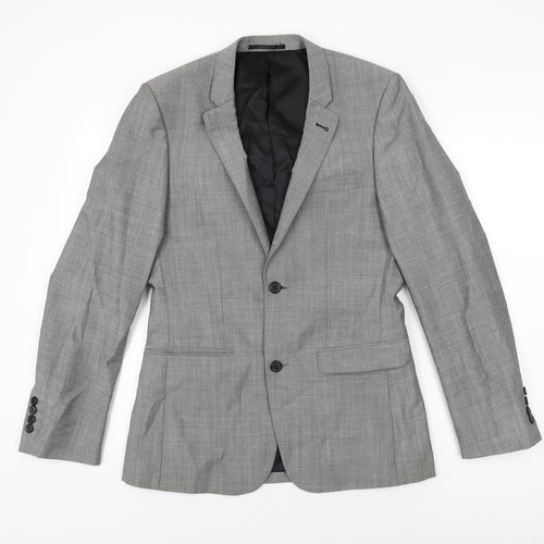 Topman Mens Grey Wool Jacket Suit Jacket Size 36 Regular