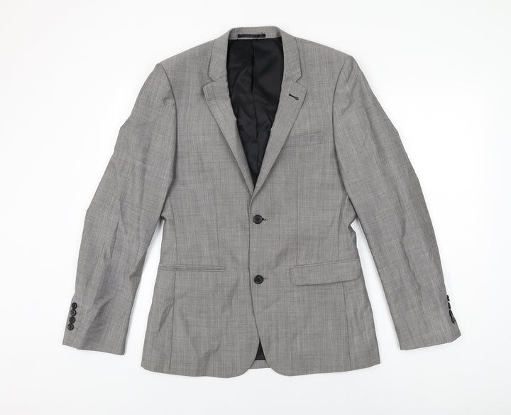 Topman Mens Grey Wool Jacket Suit Jacket Size 36 Regular