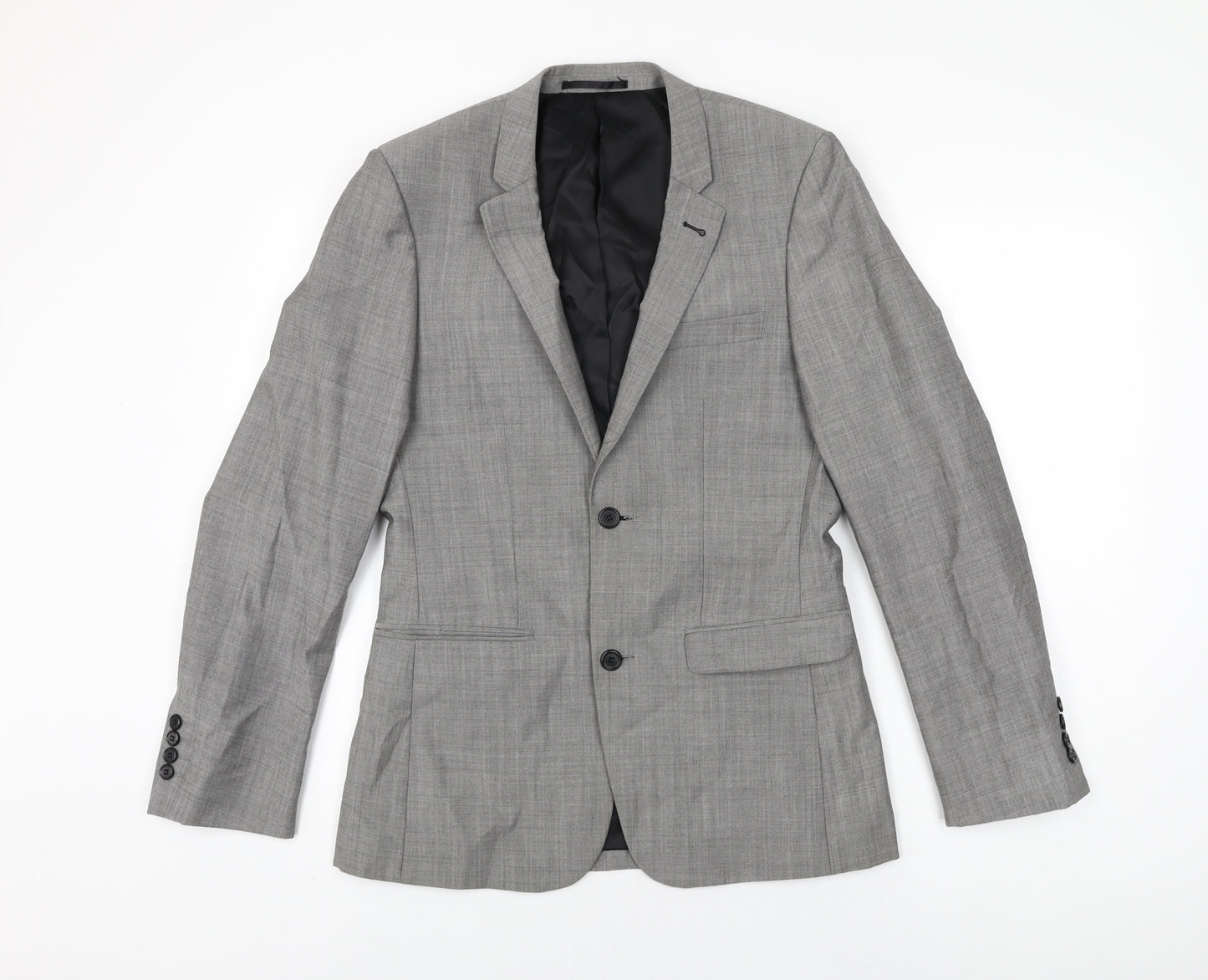 Topman Mens Grey Wool Jacket Suit Jacket Size 36 Regular