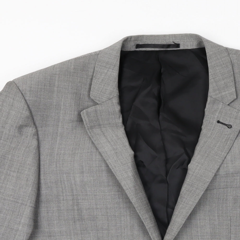 Topman Mens Grey Wool Jacket Suit Jacket Size 36 Regular