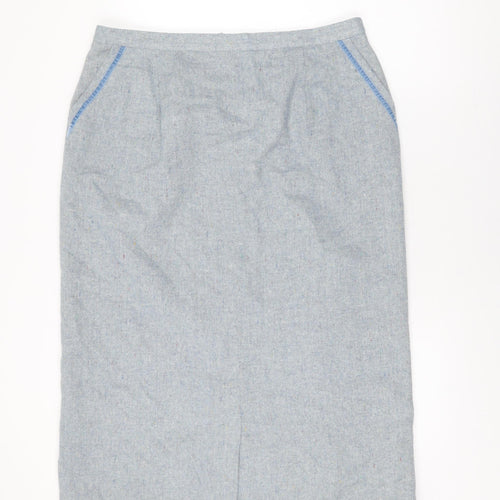 Daxon Womens Blue Wool Straight & Pencil Skirt Size 22 Zip