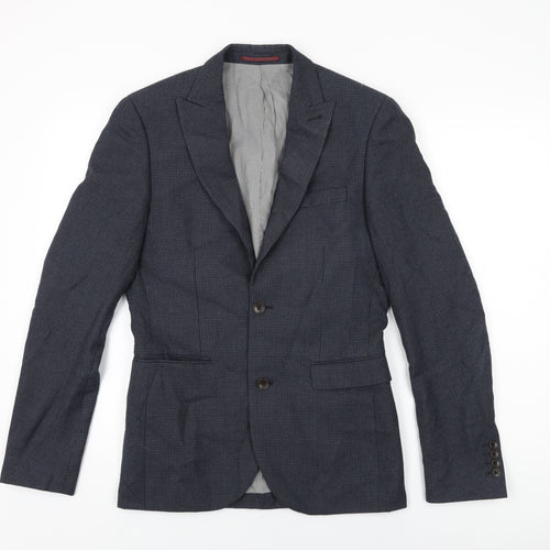 NEXT Mens Blue Geometric Polyester Jacket Suit Jacket Size 36 Regular