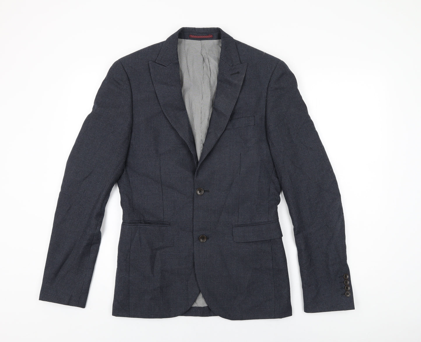 NEXT Mens Blue Geometric Polyester Jacket Suit Jacket Size 36 Regular