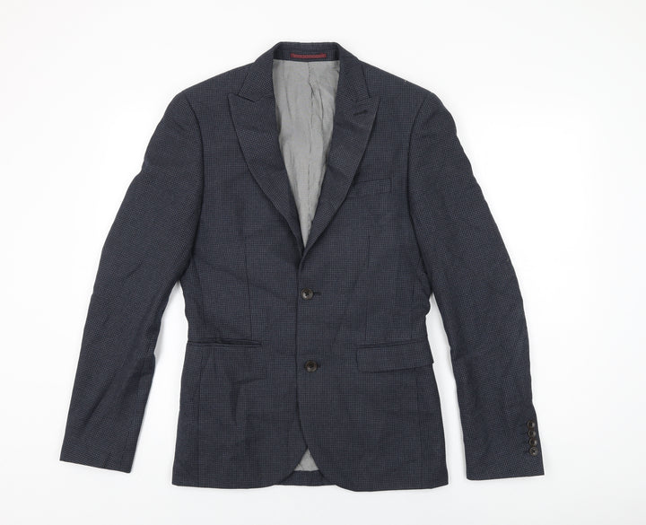 NEXT Mens Blue Geometric Polyester Jacket Suit Jacket Size 36 Regular