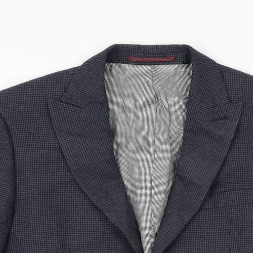 NEXT Mens Blue Geometric Polyester Jacket Suit Jacket Size 36 Regular