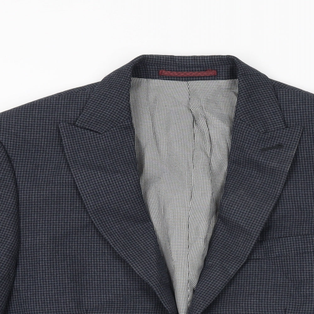 NEXT Mens Blue Geometric Polyester Jacket Suit Jacket Size 36 Regular