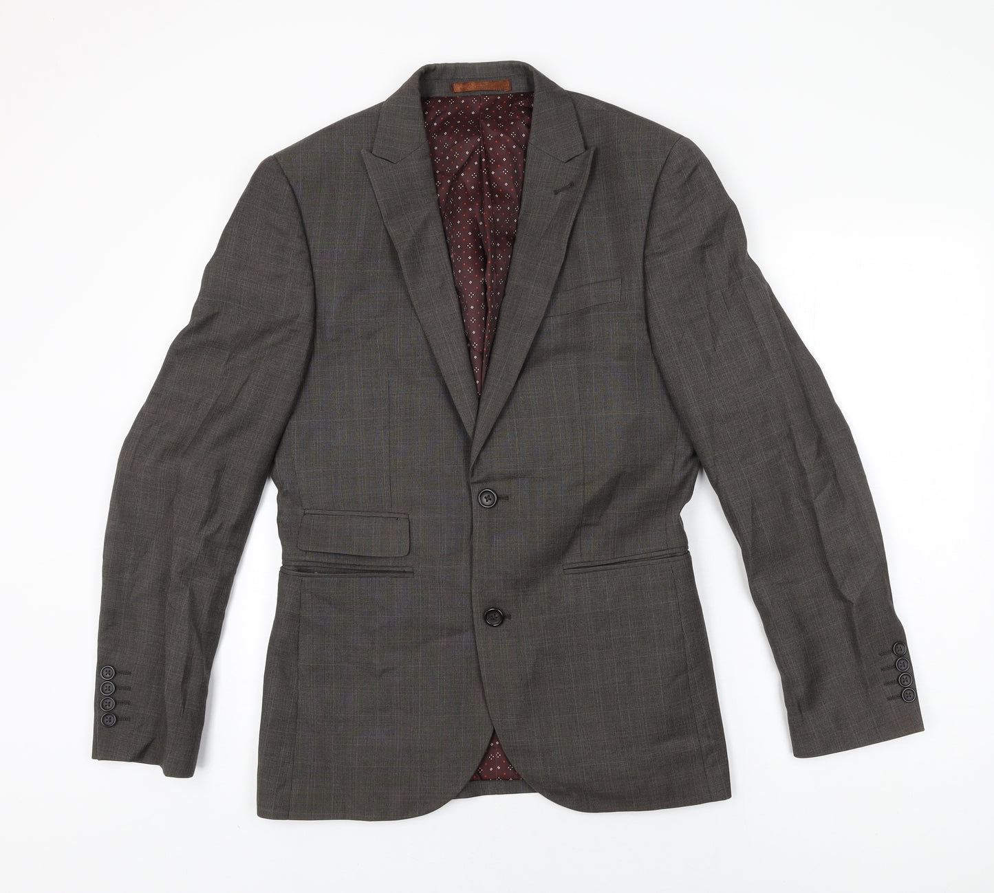 NEXT Mens Grey Polyester Jacket Suit Jacket Size 36 Regular