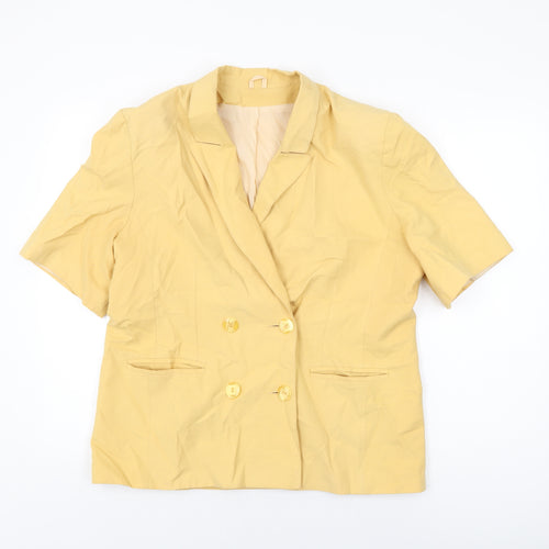 Classics Womens Yellow Polyester Basic Button-Up Size 16 Collared