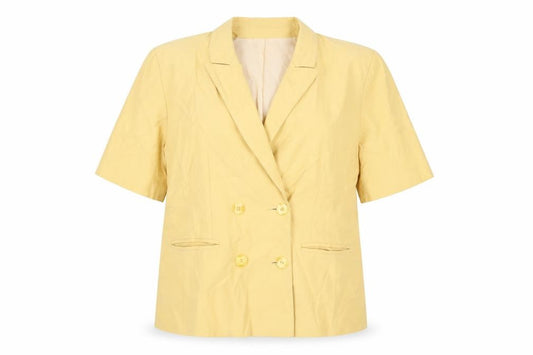 Front view of Classics women’s yellow polyester basic button-up, size UK 16, collared